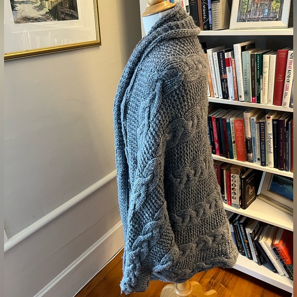 ROBI-AGNES alpaca oversized batwing cardigan leather trim - Picture 7 of 14